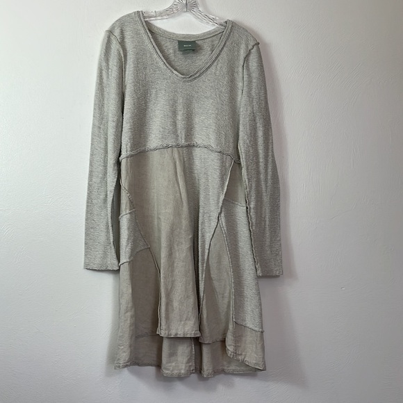Anthropologie Maeve Dress Patchwork Linen Blend Raw Edges Nubby Women M - Picture 10 of 10